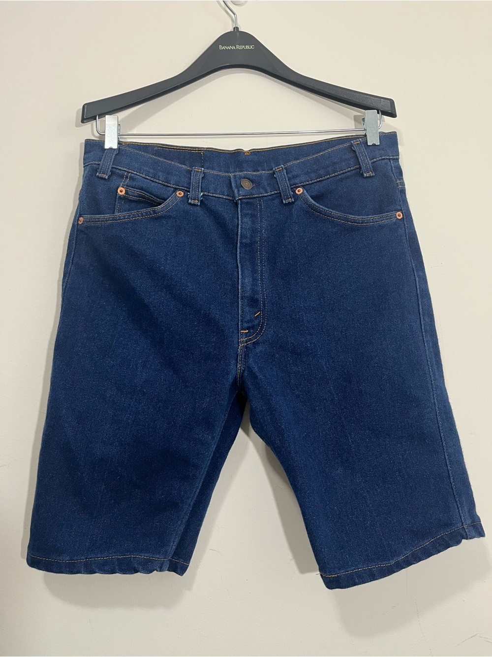 Vintage Mens Levi’s Orange Tab 505 Custom Upcycled Jean Shorts Sz 34 Made in USA